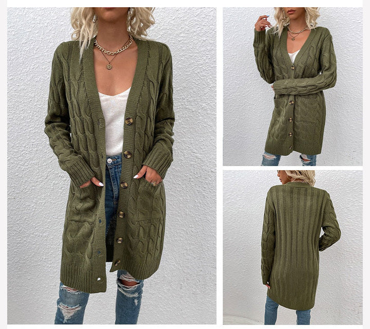 Gestrickte Damen-Cardigan mit Taschen – Noelle