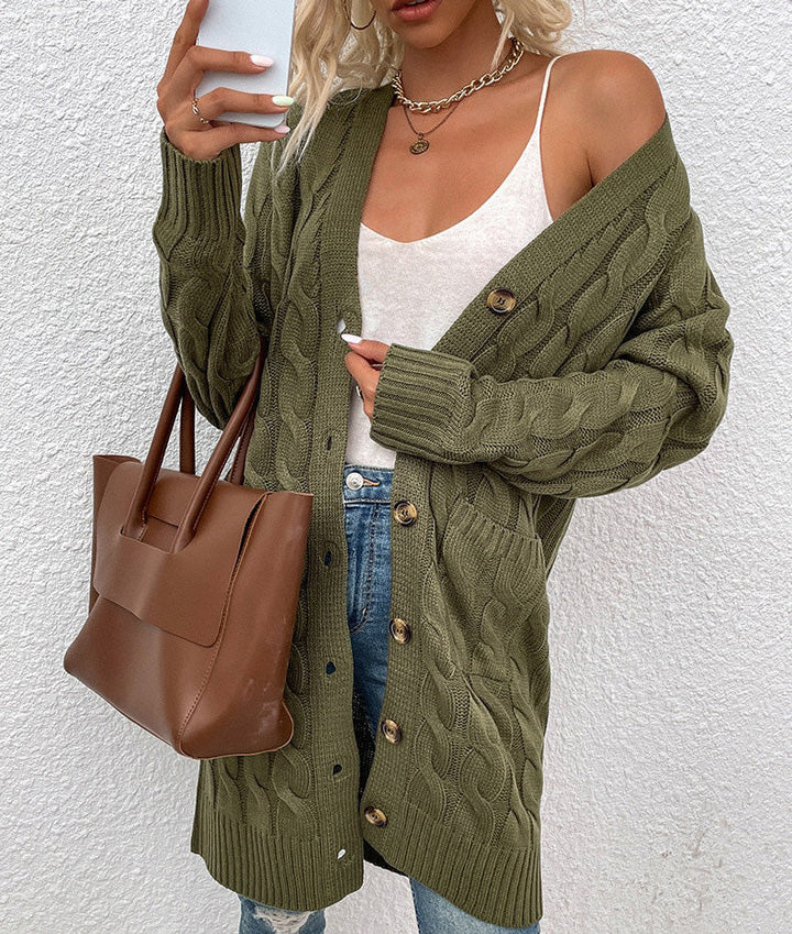 Gestrickte Damen-Cardigan mit Taschen – Noelle