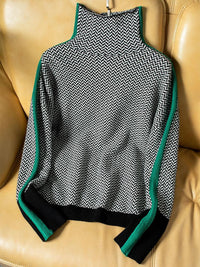 Chic High-Neck Patterned Sweater 6