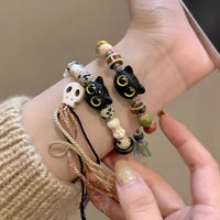 Kätzchen und Totenkopf Armband - Selina