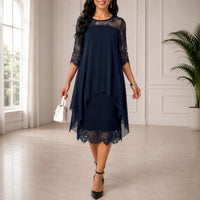 Dorothee Plus Size Midi Evening Dress - Elegant Style 1