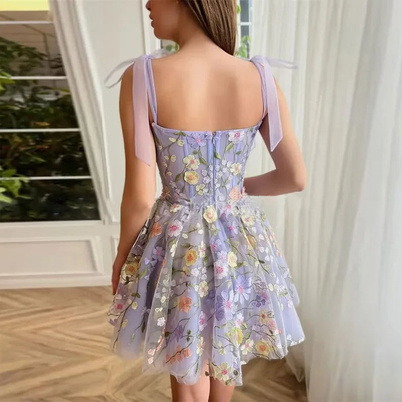 Tüll-Cocktailkleid mit Blumenapplikationen - Rosalie