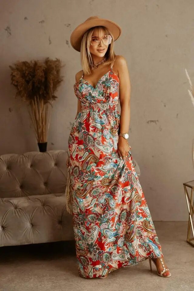 Boho Maxi Jurk met bloemenpatroon voor de zomer – Yara