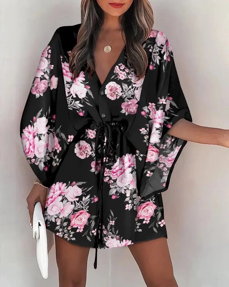 Sommerkleid mit V-Ausschnitt und Rüschenärmeln – Amira