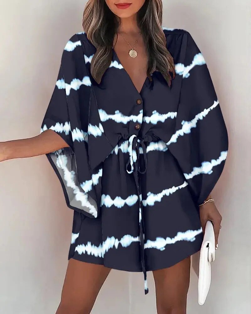 Sommerkleid mit V-Ausschnitt und Rüschenärmeln – Amira