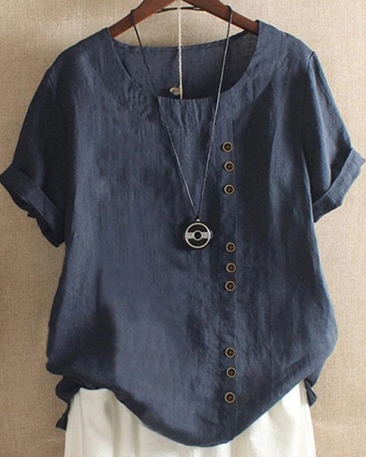 Effen T-Shirt met Korte Mouwen en Ronde Hals – Samantha
