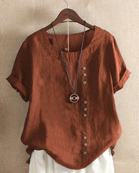 Effen T-Shirt met Korte Mouwen en Ronde Hals – Samantha