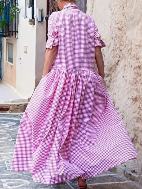 Legeres Kariertes Swingkleid mit langen Ärmeln - Sofie