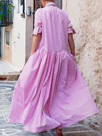Legeres Kariertes Swingkleid mit langen Ärmeln - Sofie