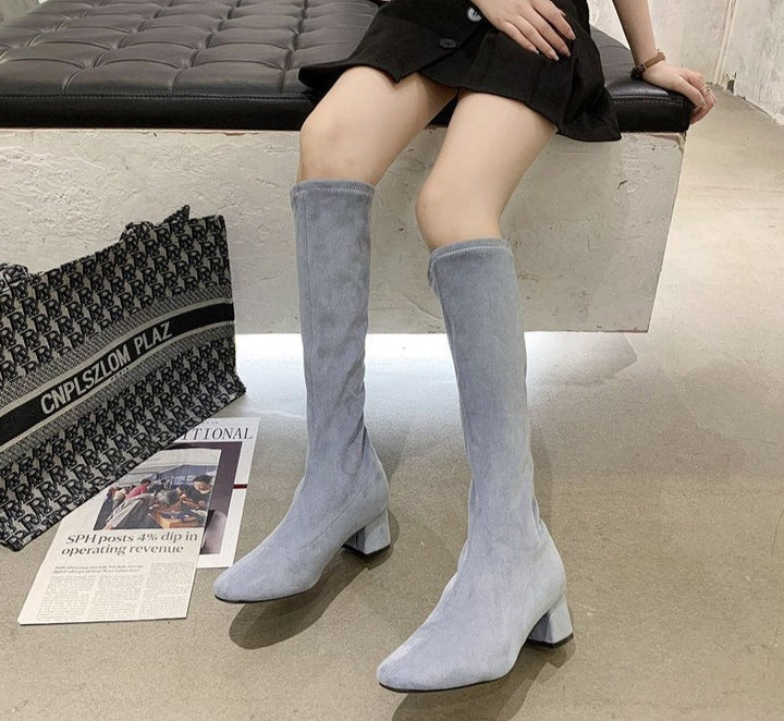 Bequeme Hohe Stiefel mit dickem Absatz - Larissa