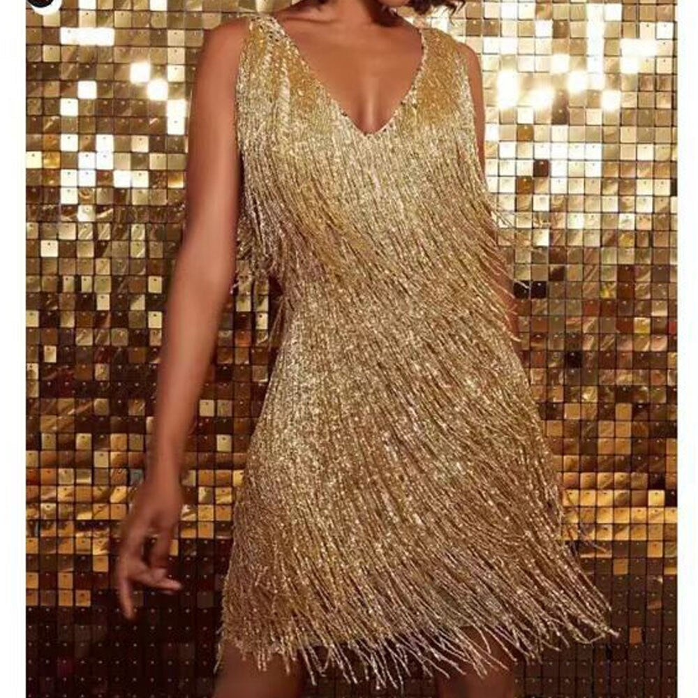 Sparkling Sequin Dress with Tassels – Celina