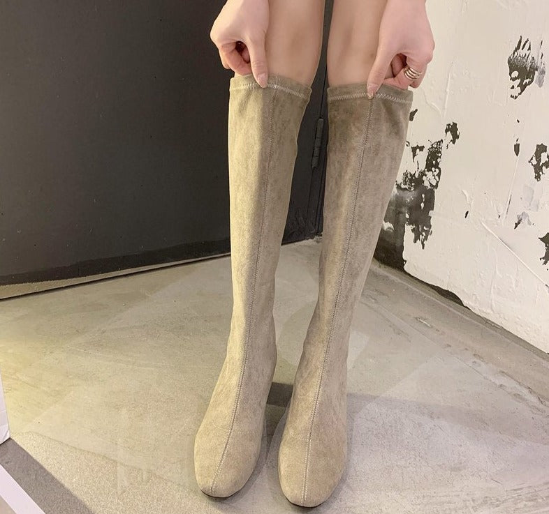 Bequeme Hohe Stiefel mit dickem Absatz - Larissa