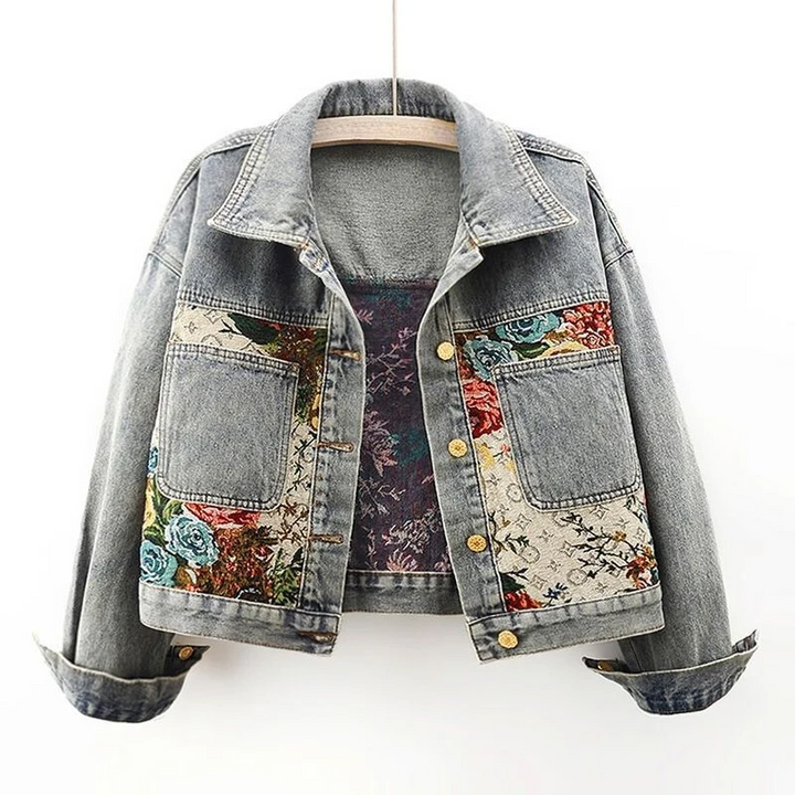 Trendige Blumen-Jeansjacke für Damen - Amaline