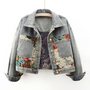 Trendige Blumen-Jeansjacke für Damen - Amaline