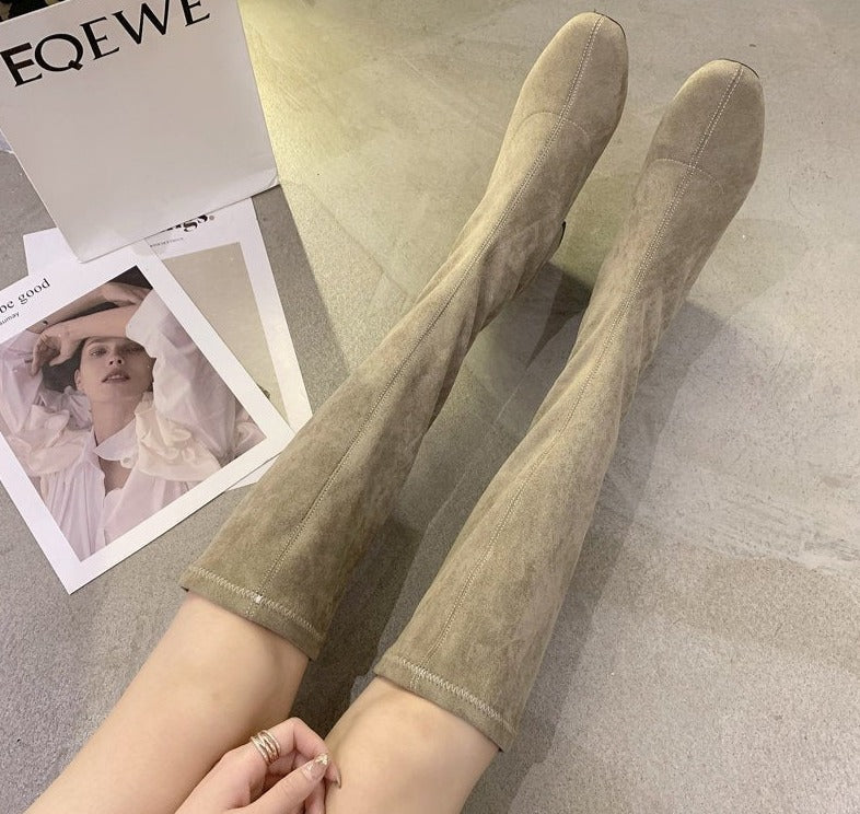 Bequeme Hohe Stiefel mit dickem Absatz - Larissa