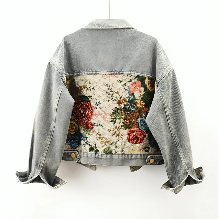 Trendige Blumen-Jeansjacke für Damen - Amaline