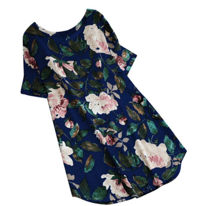 Floral summer casual dress with short sleeves for women - Malina