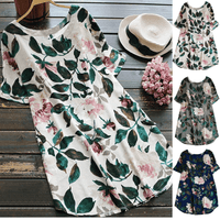Floral summer casual dress with short sleeves for women - Malina