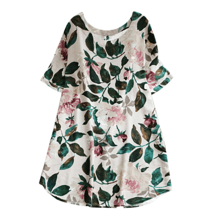 Floral summer casual dress with short sleeves for women - Malina
