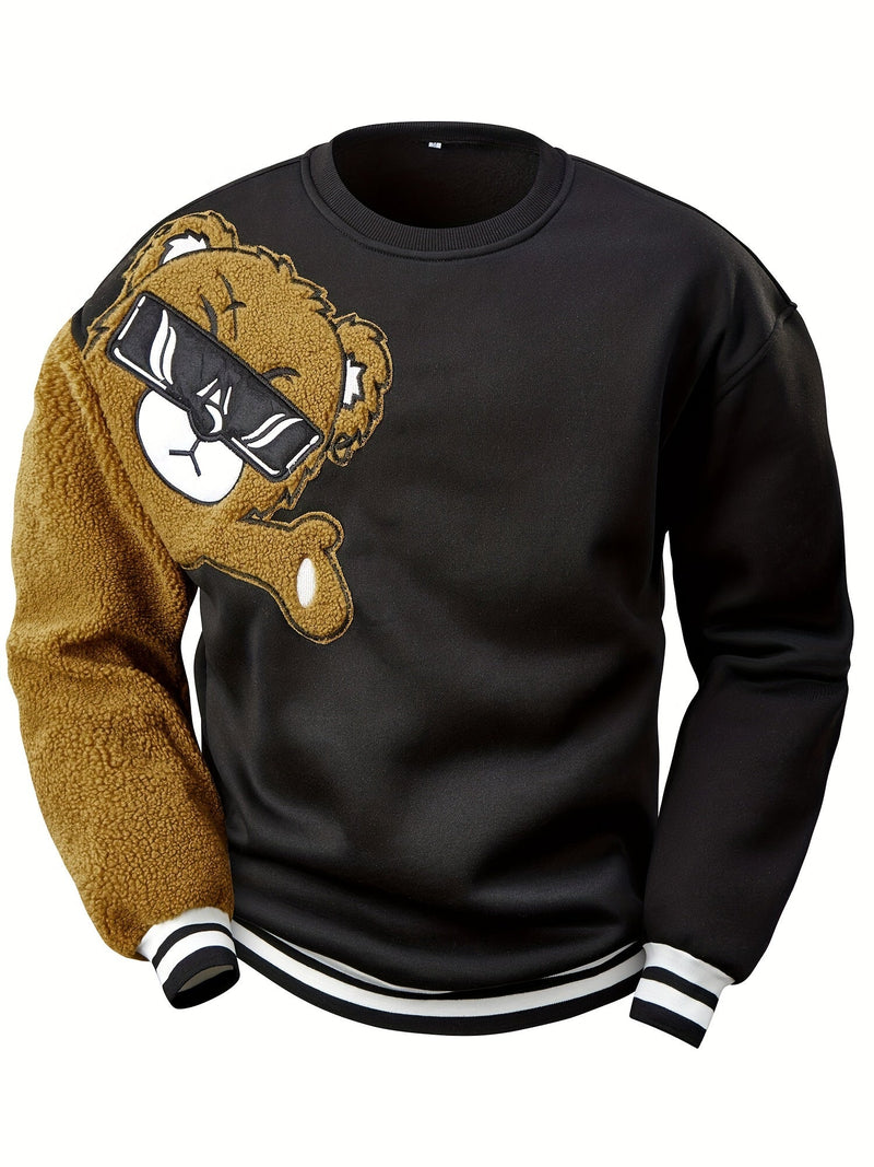 Herren Sweatshirt mit Gesticktem Cartoonbär - Jasper