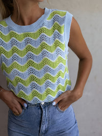 Trendy summer top in knitted look - StrickGlow