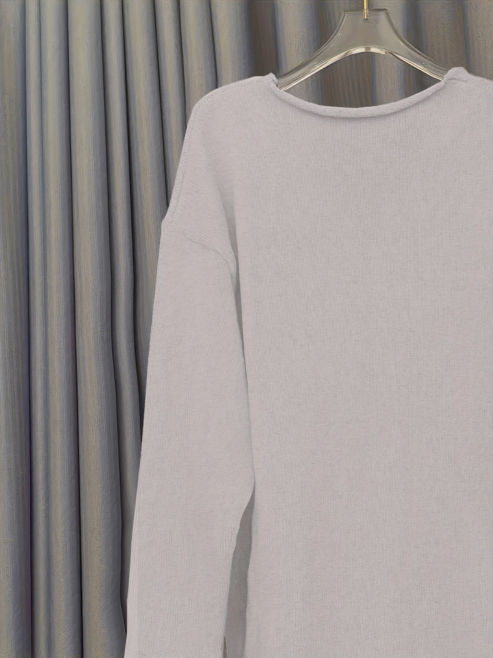 Oversize Damenpullover mit V-Ausschnitt & Mustern – Alenia