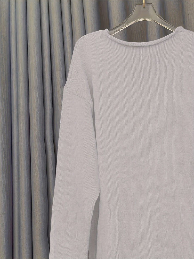 Oversize Damenpullover mit V-Ausschnitt & Mustern – Alenia