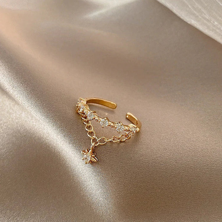 Gouden Hexagram Ketenring - Lyra