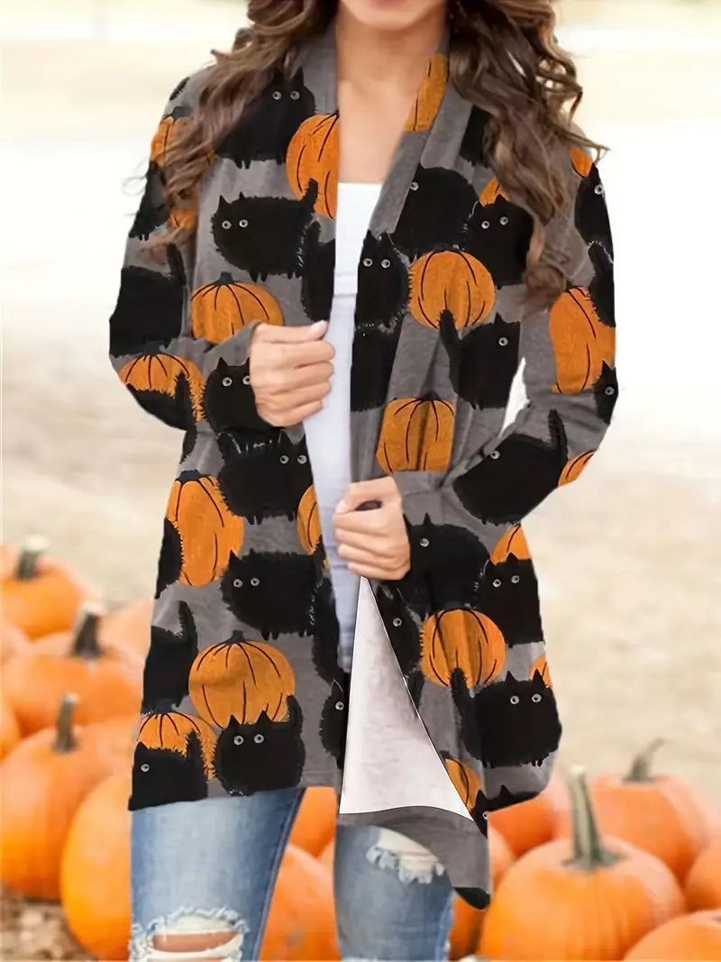 Casual Halloween-Kürbis Damenjacke - Luna