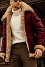 Stilvolle Camel-Leder Pilotenjacke - Leonardo