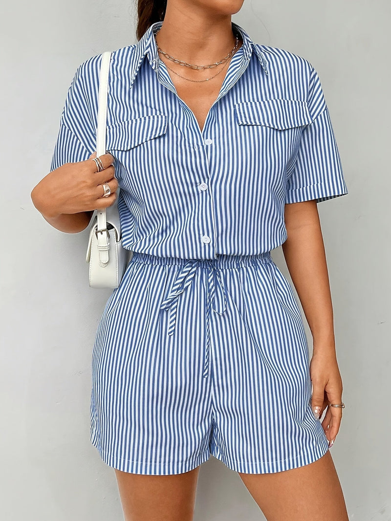 Trendy dames jumpsuit met korte mouwen voor de zomer - StreifenFrisch