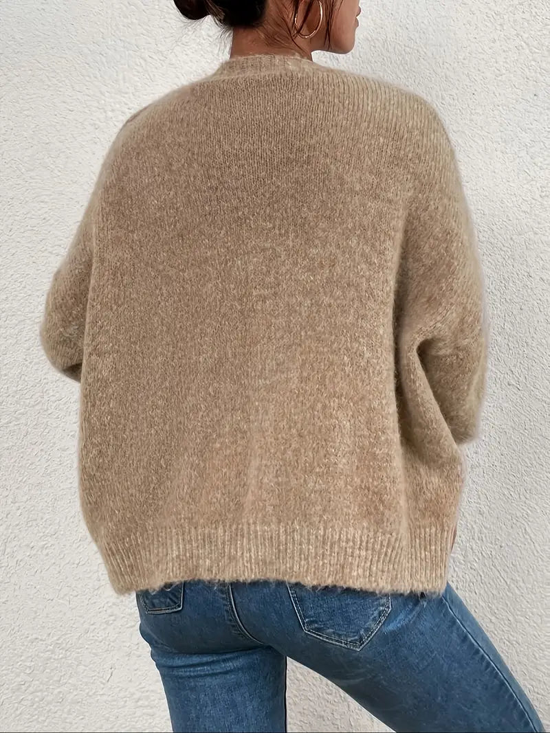 Khaki gestrickter Damenpullover - Evelyn