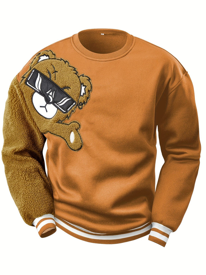 Herren Sweatshirt mit Gesticktem Cartoonbär - Jasper