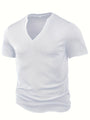 Herren-T-Shirt mit tiefem V-Ausschnitt und Struktur – Rafael