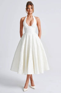 Floral Halter Midi Dress – Wedding Guest Occasion Dress 1