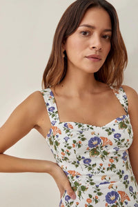 Bedrucktes ausgestelltes Midi-Kleid mit Trägern – Norelle