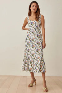 Bedrucktes ausgestelltes Midi-Kleid mit Trägern – Norelle