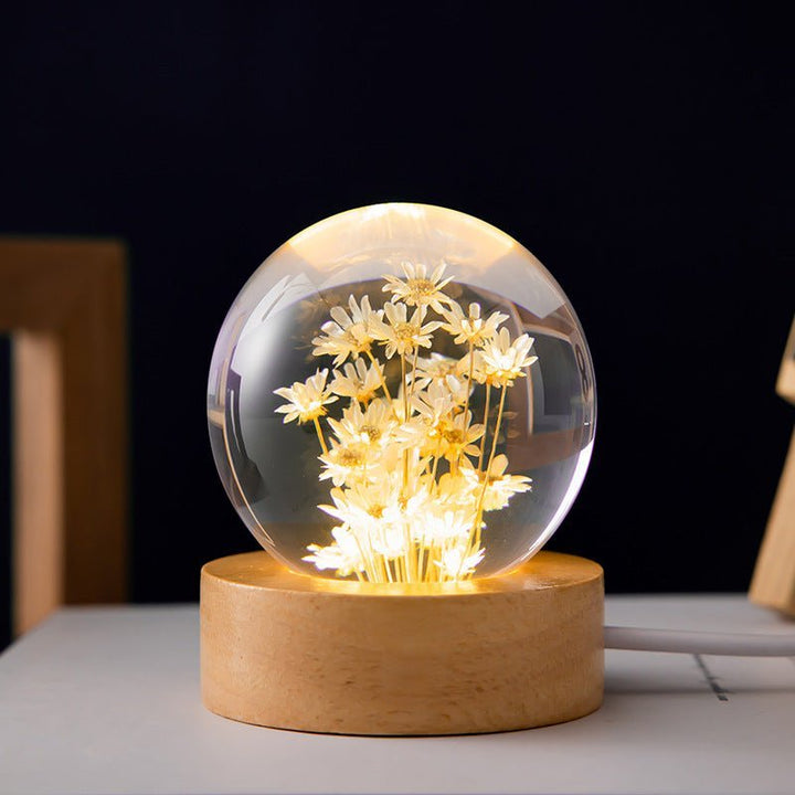 Kristallen Bol Lamp met Eeuwige Bloemen – Lumora