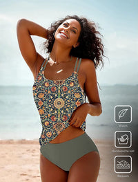 Stilvoller ärmelloser Bikini mit attraktivem Muster - SummerGlow