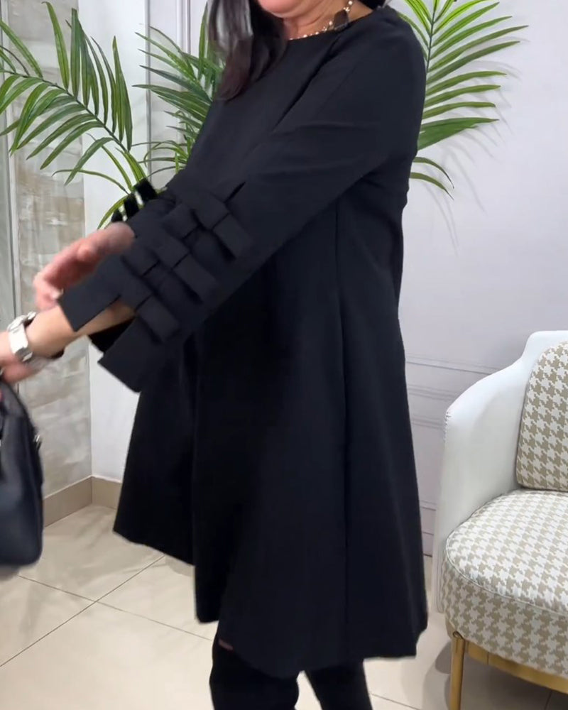 Lässiges schwarzes Kleid mit langen Ärmeln - Nora