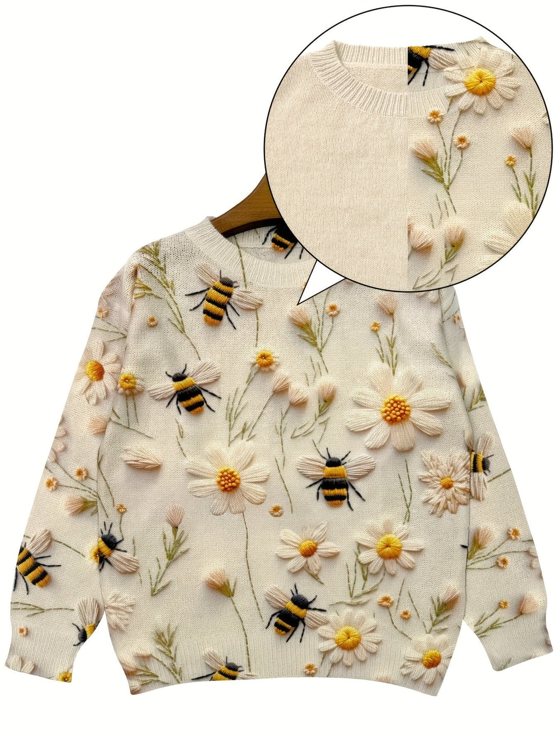Trendiger Damen Pullover mit Bienenmuster - Sophie