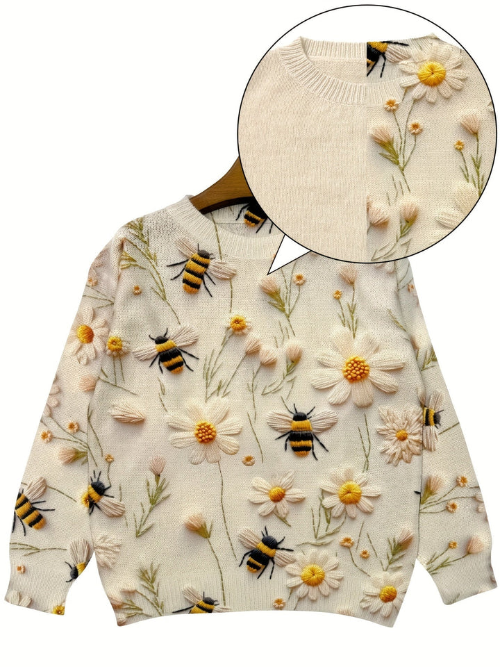 Trendiger Damen Pullover mit Bienenmuster - Sophie