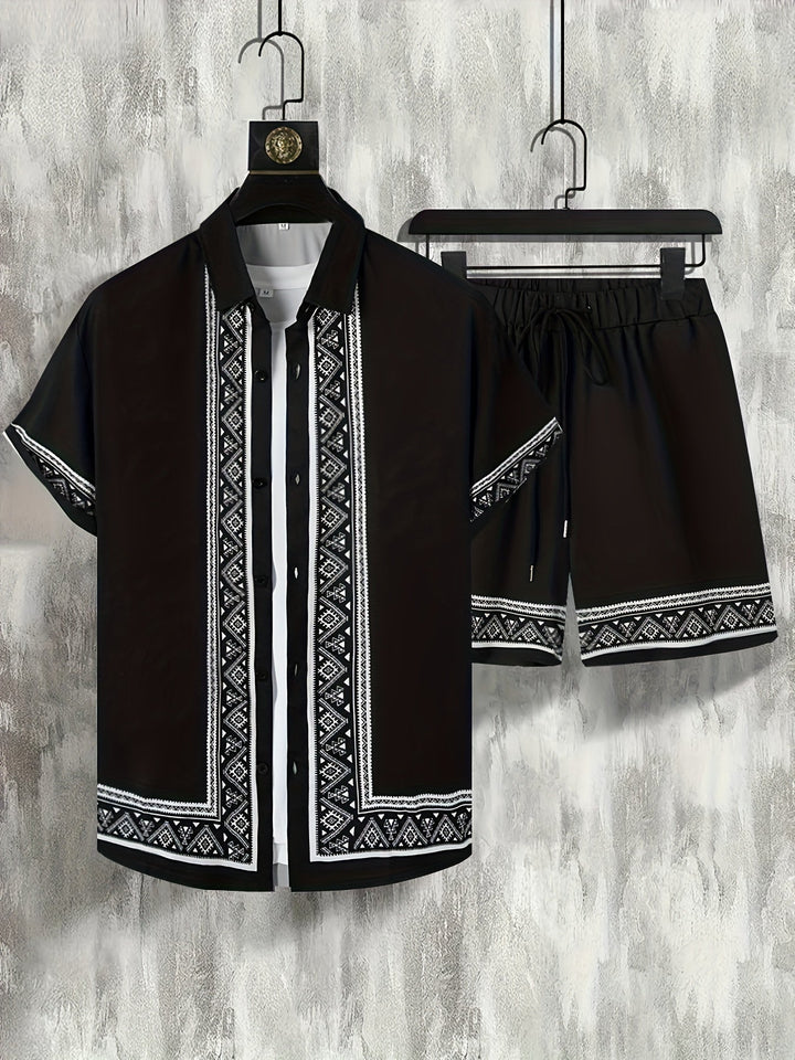 Zweiteiliges Boho-Sommer-Set Herren Hemd und Shorts Casual - Malik