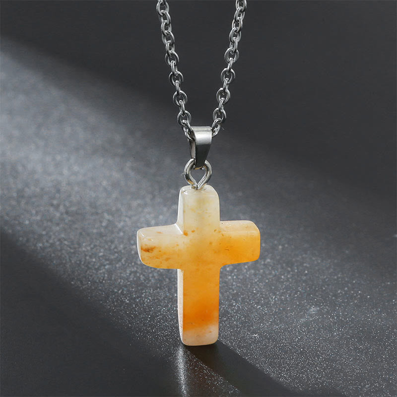 Halskette mit Kreuz aus Natürlichen Edelsteinen - Seraphina