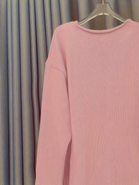 Oversize Damenpullover mit V-Ausschnitt & Mustern – Alenia