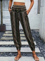 Boho-Hochbund-Damenhose mit Print & raffinierter Taille – Linara