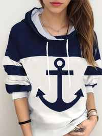 Hoodie with Anchor Print - Nautical Vibes