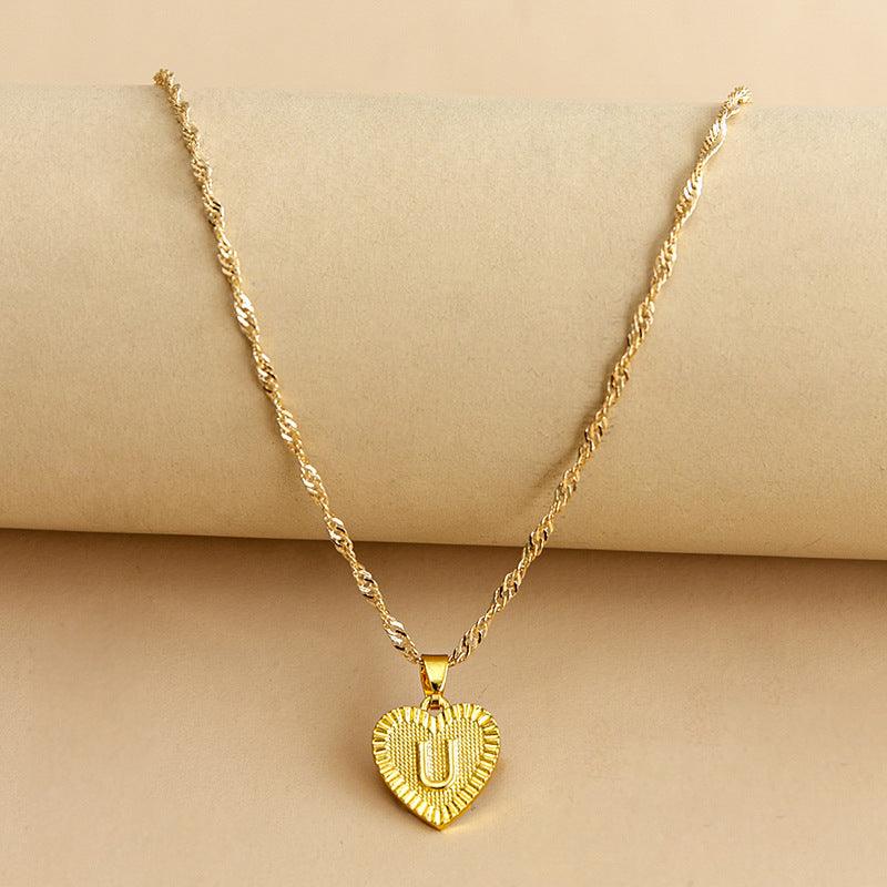 Goldene Initial Herz Anhänger Kette - Amara