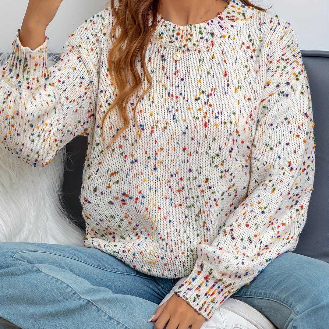 Knitted Women's Sweater With Confetti Print – Noa