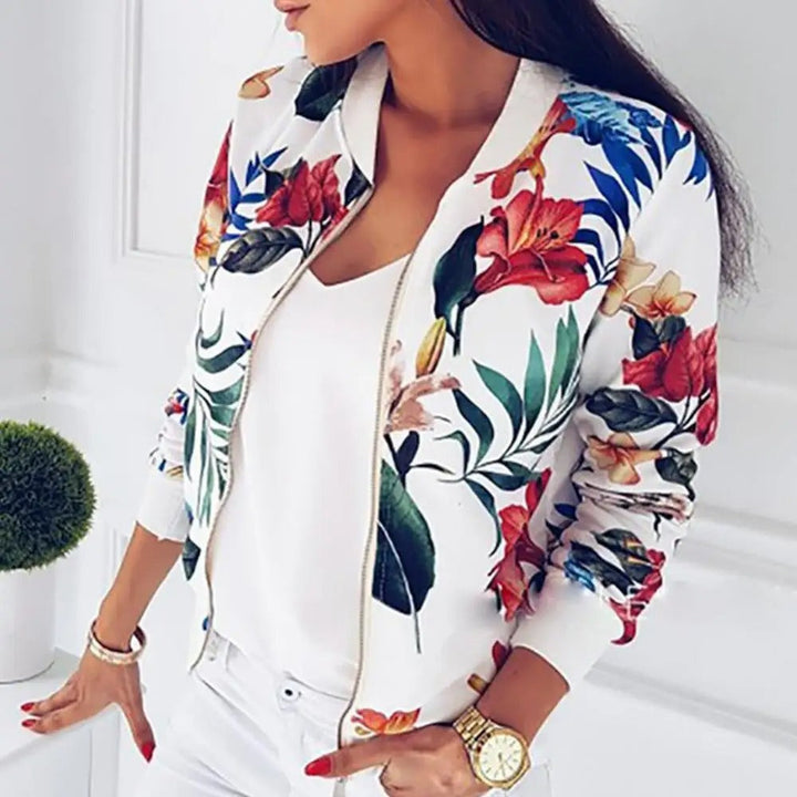 Langärmelige Damen Sommerjacke mit Blumenmuster – Liora